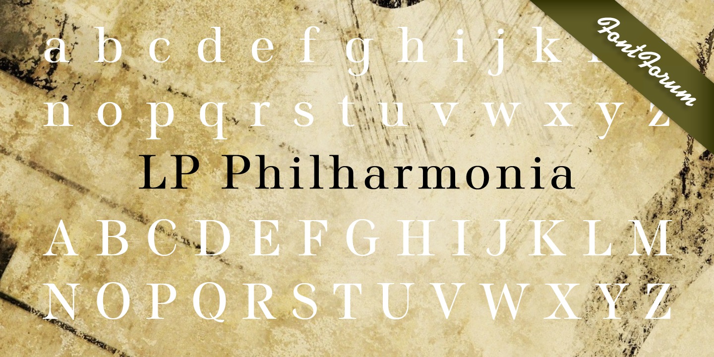 Beispiel einer LP Philharmonia Outline-Schriftart